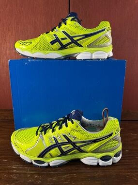 ASICS GEL Nimbus 14 Men’s Running Shoes Neon Yellow/Navy Size US 10,5 | T241N